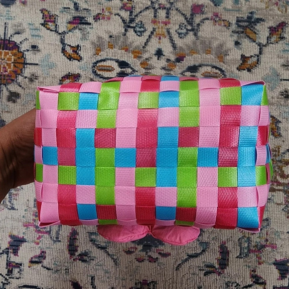 NEW, Summer Rainbow-colored Woven Basket Bag, Cute Hand-held Mini Bag - Picture 3 of 12